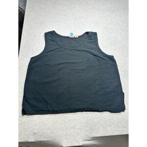 Wek Women Black Sleeveless Textured‎ Top XL Lagenlook